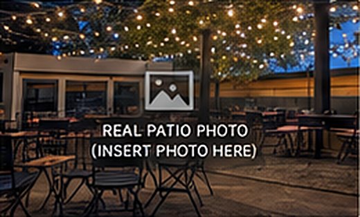 The patio under string lights