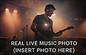 A guitarist playing on a lit stage